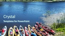  Presentation with gallatin river - Theme having canoes on a river background and a ocean colored foreground