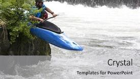  Presentation with water pool in river cave - Presentation enhanced with canoing on white water river background and a  colored foreground