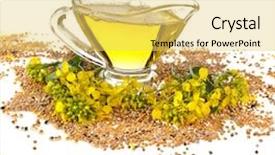  Presentation with boat - Beautiful presentation featuring canola - flower oil in gravy boat backdrop and a yellow colored foreground