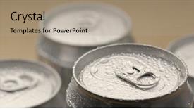  Presentation with water drops - Slide set with cans - can of beer in drops background and a light gray colored foreground