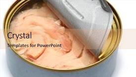  Presentation with soy - Colorful slide set enhanced with cans - canned soy free albacore white backdrop and a coral colored foreground