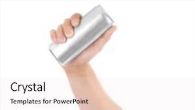  Presentation with waiter hand in white glove - Amazing slides having cans - male hand with aluminum can backdrop and a sky blue colored foreground