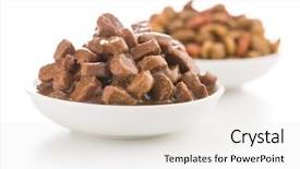  Presentation with cat dog - Colorful presentation design enhanced with cans - meal for dog or cat backdrop and a white colored foreground