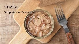  Presentation with bread - Audience pleasing slides consisting of cans - open tin can with fish backdrop and a coral colored foreground