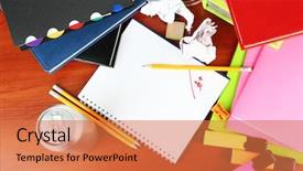  Presentation with workplace discremation - Presentation theme having energy drink cans - student's workplace background and a  colored foreground