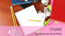  Presentation with workplace - Colorful slide deck enhanced with energy drink cans - student's workplace backdrop and a  colored foreground