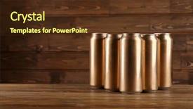  Presentation with beer - Presentation design having cans-of-beer-on-wooden background and a tawny brown colored foreground