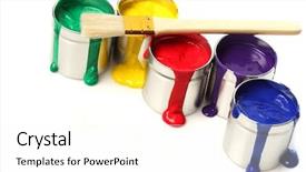  Presentation with paint brush - PPT theme enhanced with cans of paint with paintbrush background and a white colored foreground
