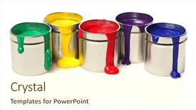  Presentation with paint bucket - PPT theme featuring cans of paint background and a cream colored foreground
