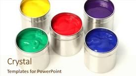  Presentation with paint bucket - Audience pleasing theme consisting of cans of paint backdrop and a cream colored foreground