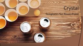  Presentation with beer pong table - Audience pleasing slides consisting of cans on wooden table backdrop and a coral colored foreground