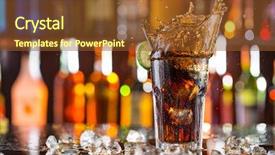  Presentation with splashing - Presentation theme consisting of cans pop - glass of cola on bar background and a tawny brown colored foreground