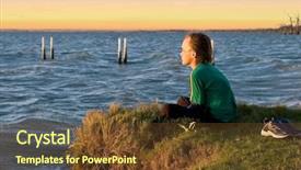  Presentation with wait - Colorful presentation theme enhanced with cant wait - boy looking over lake backdrop and a  colored foreground