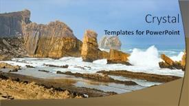  Presentation with beach rocks - Slides enhanced with cantabria-spain-playa-de-la background and a light blue colored foreground
