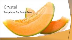  Presentation with melon - Audience pleasing slide set consisting of cantaloupe melon slices isolated on white background backdrop and a white colored foreground