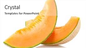  Presentation with melon - Amazing slide set having cantaloupe melon slices backdrop and a white colored foreground