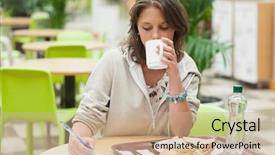  Presentation with female college student uti - PPT layouts enhanced with homemade pie and muffin sprinkled with powdered sugar and decorated with stars on the rustic wooden table christmas concept background and a violet colored foreground