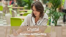  Presentation with homework - Beautiful presentation design featuring canteen university - female student doing homework while backdrop and a coral colored foreground