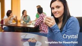  Presentation with coffee shop - Colorful PPT theme enhanced with camera operating inside at airport backdrop and a light gray colored foreground