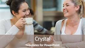  Presentation with college coffee shop - Cool new slides with canteen university - two students having fun while backdrop and a coral colored foreground