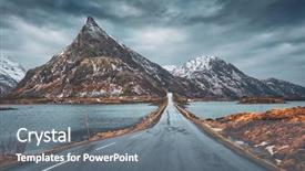  Presentation with road detour - Amazing PPT theme having cantilever bridge - road in norwegian fjord lofoten backdrop and a gray colored foreground