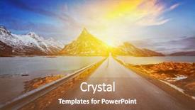  Presentation with road to excellence - Colorful theme enhanced with cantilever bridge - road in norwegian fjord backdrop and a  colored foreground