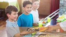  Presentation with canteen - PPT theme enhanced with cantine - cropped image of woman serving background and a coral colored foreground