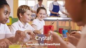  Presentation with school cafeteria - PPT layouts having cantine - primary school kids background and a coral colored foreground
