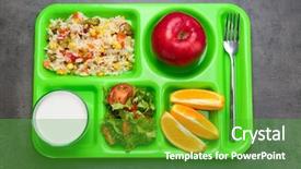  Presentation with school lunch - Colorful slide deck enhanced with cantine - serving tray with delicious food backdrop and a shamrock green colored foreground