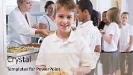  Presentation with cafeteria - Cool new slides with cantine - students in cafeteria line backdrop and a soft green colored foreground