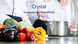  Presentation with canteen - Presentation featuring cantine - team of chefs preparing food background and a sky blue colored foreground