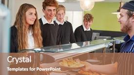  Presentation with canteen - Cool new theme with cantine - teenage students being served meal backdrop and a coral colored foreground