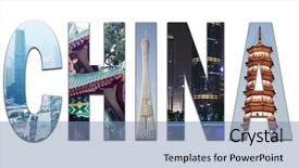  Presentation with china guangzhou - Colorful PPT layouts enhanced with canton tv tower international financial backdrop and a teal colored foreground