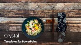  Presentation with rice - Presentation design with cantonese-fried-basmati-rice background and a tawny brown colored foreground
