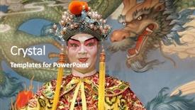 Presentation with opera - Amazing PPT theme having cantonese opera dummy backdrop and a coral colored foreground