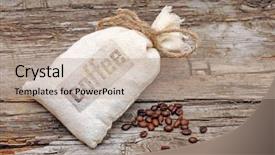  Presentation with sack of coffee beans - Amazing presentation having canvas bag with coffee beans backdrop and a  colored foreground