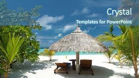  Presentation with canvas - Amazing presentation theme having canvas chairs on tropical beach backdrop and a  colored foreground