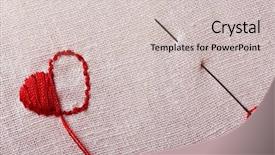  Presentation with canvas - PPT theme featuring canvas for embroidery and red background and a soft green colored foreground