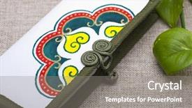  Presentation with chinese traditional - PPT layouts featuring canvas purse with traditional chinese painting background and a gray colored foreground