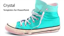  Presentation with five sided blue to white - PPT layouts consisting of canvas shoes - blue sneaker isolated on white background and a white colored foreground