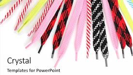  Presentation with bright colorful candy isolated - Presentation design consisting of canvas shoes - colorful shoelaces isolated on white background and a  colored foreground