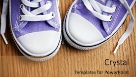  Presentation with sneakers - PPT theme with canvas shoes - colorful sneakers on wooden floor background and a  colored foreground