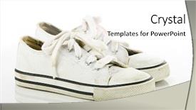  Presentation with sneakers - PPT theme featuring canvas shoes - old kids sneakers on white background and a white colored foreground