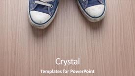  Presentation with royal blue education - Cool new presentation with canvas shoes - pair of blue sneakers backdrop and a  colored foreground