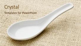  Presentation with peppermint candy cane on white - PPT layouts consisting of canvass - empty white ceramic asian spoon background and a lemonade colored foreground