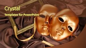  Presentation with fabric - Beautiful slide set featuring canvass - mask on brown fabric background backdrop and a tawny brown colored foreground