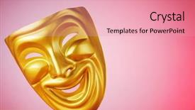  Presentation with theatre - Presentation theme consisting of canvass - masks with the theatre concept background and a  colored foreground
