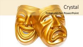  Presentation with masks - Amazing PPT layouts having canvass - masks with the theatre concept backdrop and a yellow colored foreground