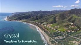  Presentation with aerial view of cape town - PPT layouts enhanced with canyon county beach in malibu background and a ocean colored foreground