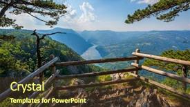  Presentation with rock - Beautiful presentation theme featuring canyon of drina river serbia backdrop and a tawny brown colored foreground
